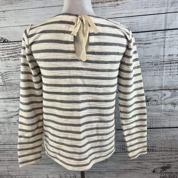 Cupio Top Pullover size Small Ivory Black Striped Lace Shabby Chic Boho Stretch - Picture 8 of 9